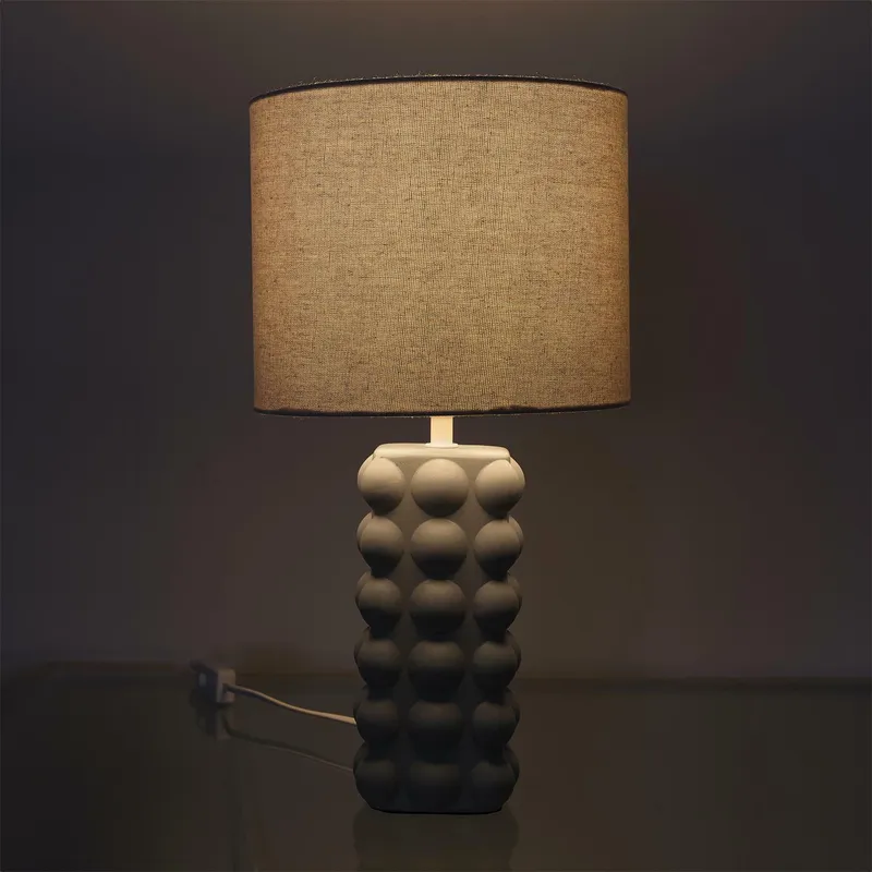 Lampka Stołowa MEBLIVA Ramil Ceramiczna, Wysokość 40 cm - Beżowa