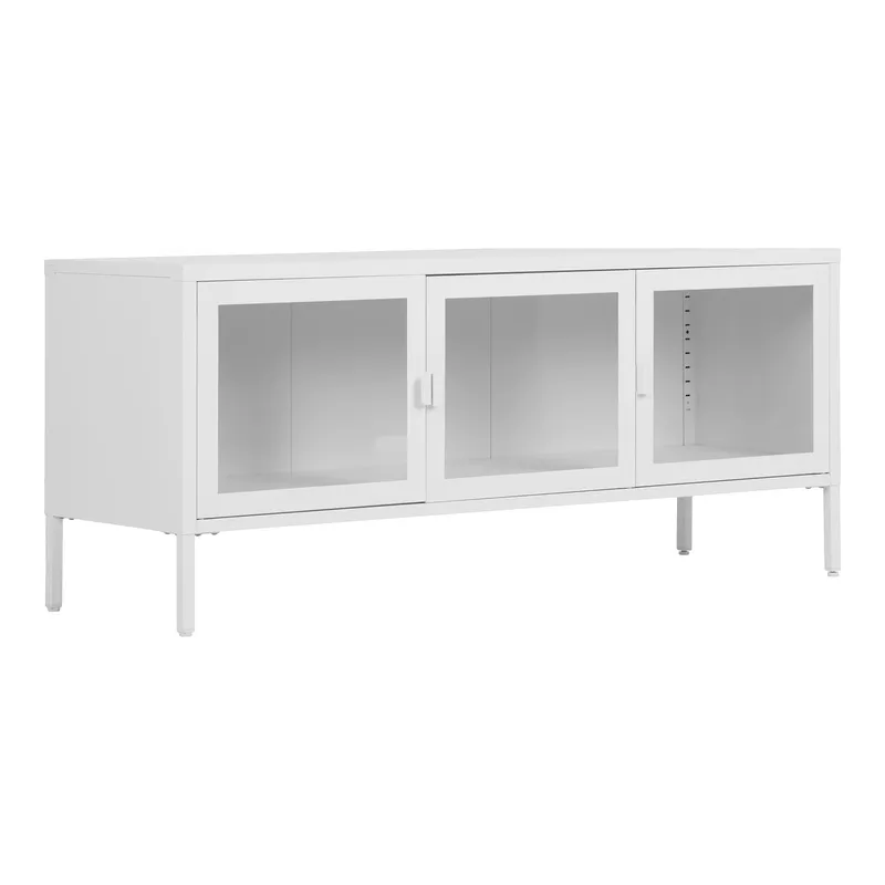Szafka RTV MEBLIVA Brisbane, Stal Nowoczesna 130 cm - Biała