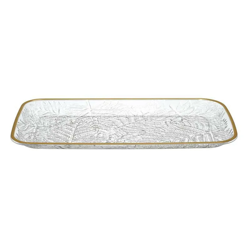 Taca MEBLIVA Mirage 34cm, Transparentna Z Złotym Brzegiem - Plastikowa