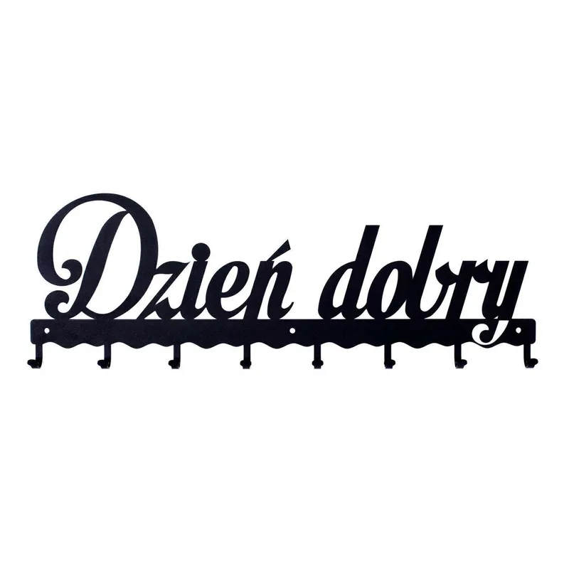 Wieszak Ścienny MEBLIVA Dzień Dobry 01 Metalowy, 8 Uchwytów - Czarny