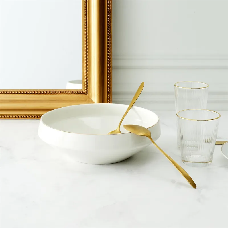 Miska MEBLIVA Pearl Gold 25cm Porcelana - Biały
