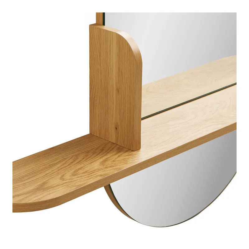 Lustro Barco MEBLIVA Z Półką Owalne 92x94,5 cm - Naturalny