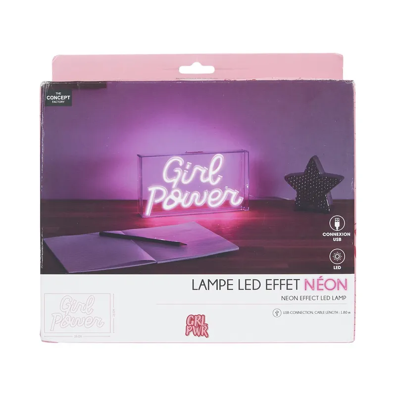 Lampka Dekoracyjna MEBLIVA Girl Power Neon LED, Tworzywo - Transparentny