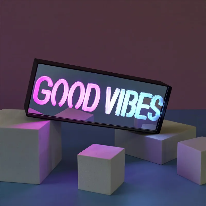 Lampka LED Neon Good Vibes MEBLIVA, Nowoczesna - Czarny