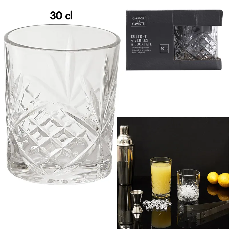 Zestaw 4 Szklanek MEBLIVA Bohemia 300ml, Szkło, Klasyczny - Transparentny