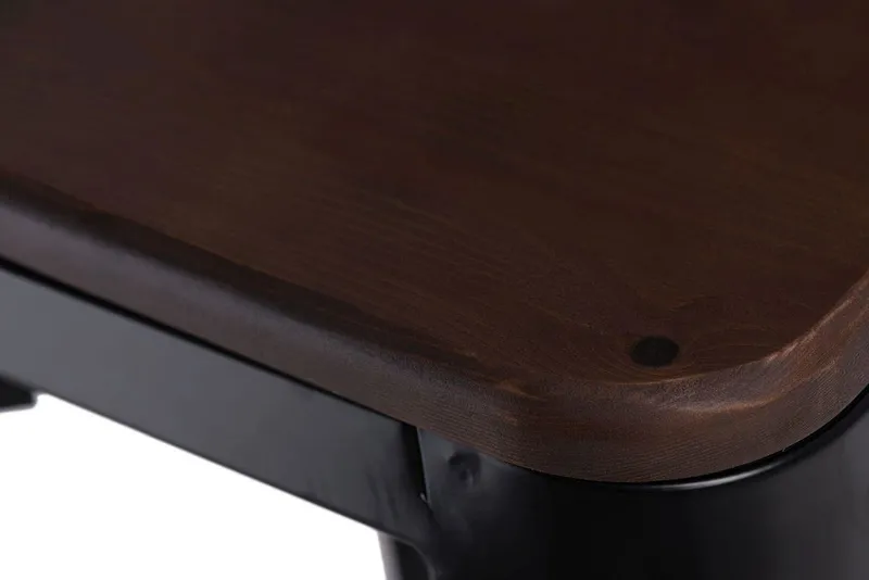 Hoker Barowy MEBLIVA Paris Wood 65cm Drewno Sosna - Czarny