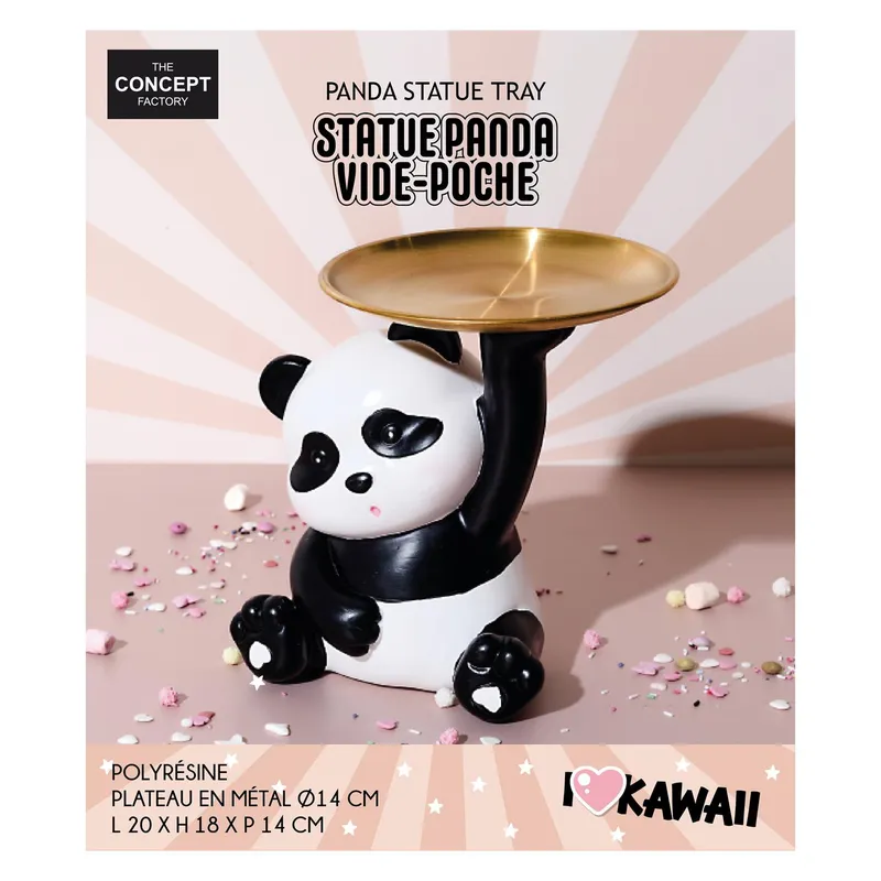 Figurka Dekoracyjna Organizer Panda MEBLIVA Ze Złotą Tacą - Złoty