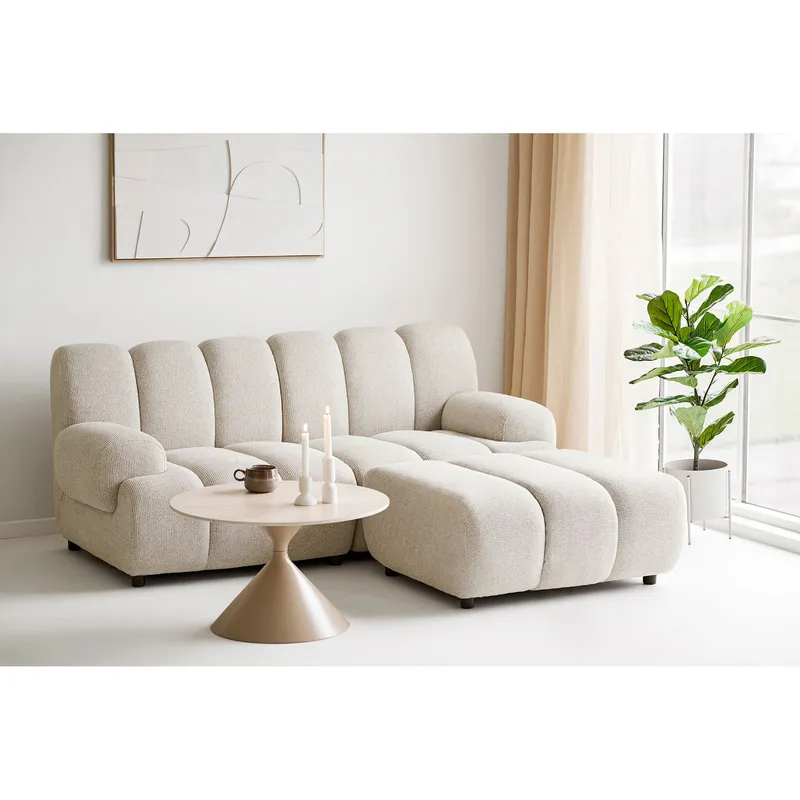 Sofa Modułowa MEBLIVA Taza 2,5-OSOBOWA, Skandynawska, Aksamitna - Piaskowa