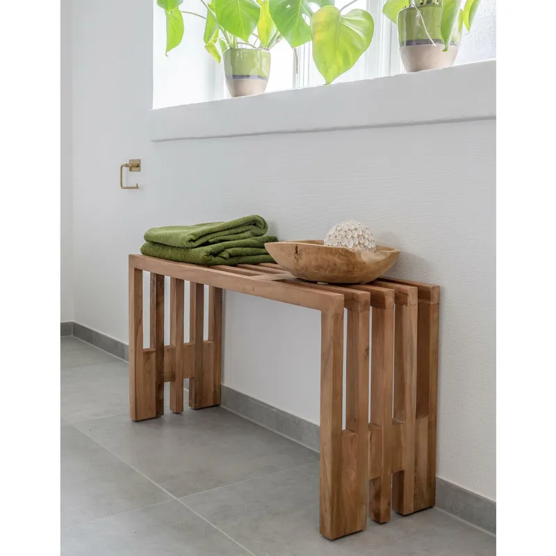 Ławka MEBLIVA Benidorm 90cm Drewno Tekowe - Naturalny