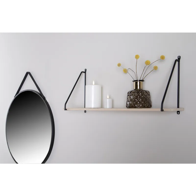 Półka Ścienna MEBLIVA Arnhem Drewno I Stal, 65 cm - Naturalna