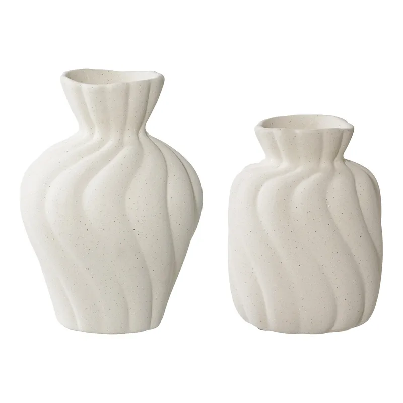 Zestaw 2 Wazonów Ceramicznych MEBLIVA Sakwa, Ceramika - Biały