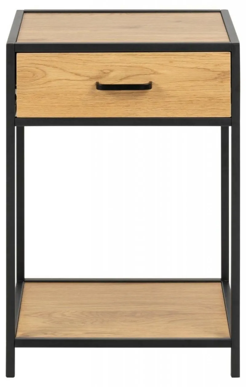 Szafka Nocna MEBLIVA Seaford MDF Metal Z Blatem - Czarny