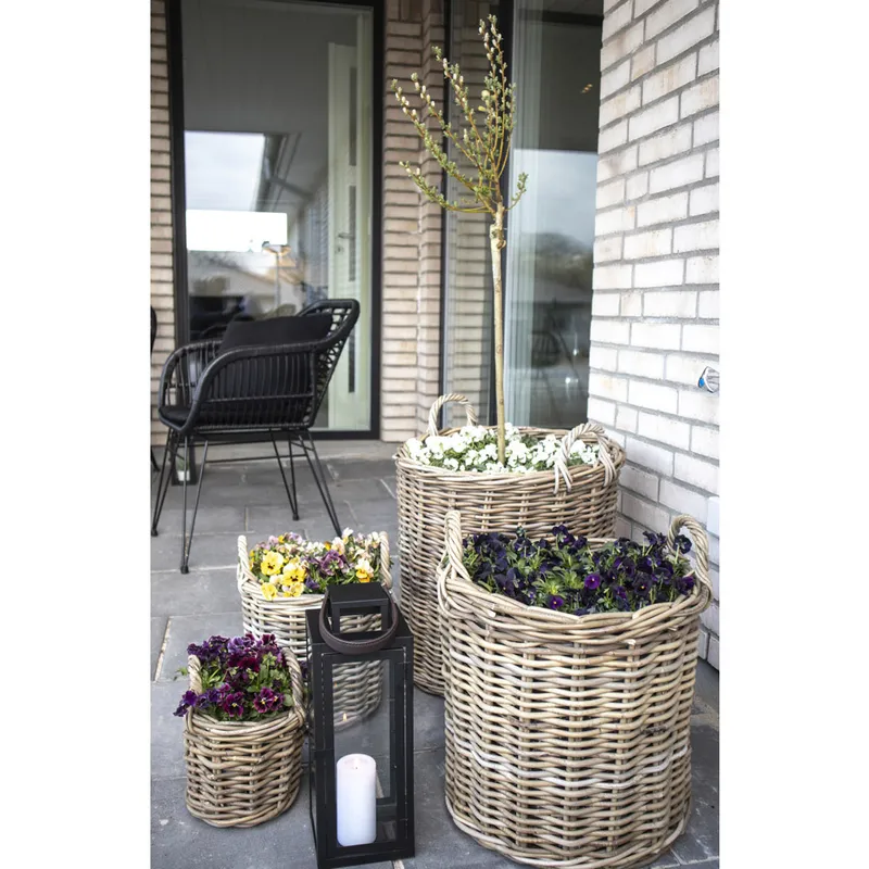 Zestaw 4 Koszy MEBLIVA Caor Rattanowe Boho - Naturalny