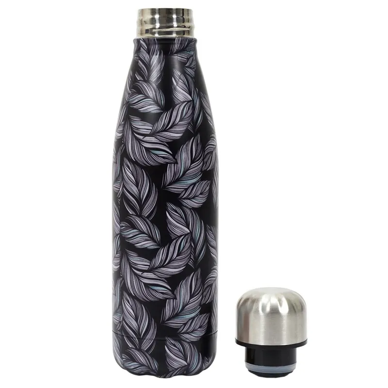Butelka Termiczna MEBLIVA Flower, Metal 500ml - Czarna