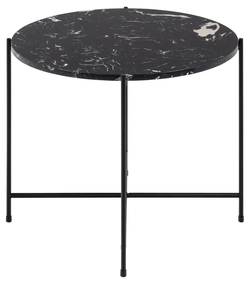 Stolik Kawowy MEBLIVA Avila Marmur Okrągły 52 cm - Czarny