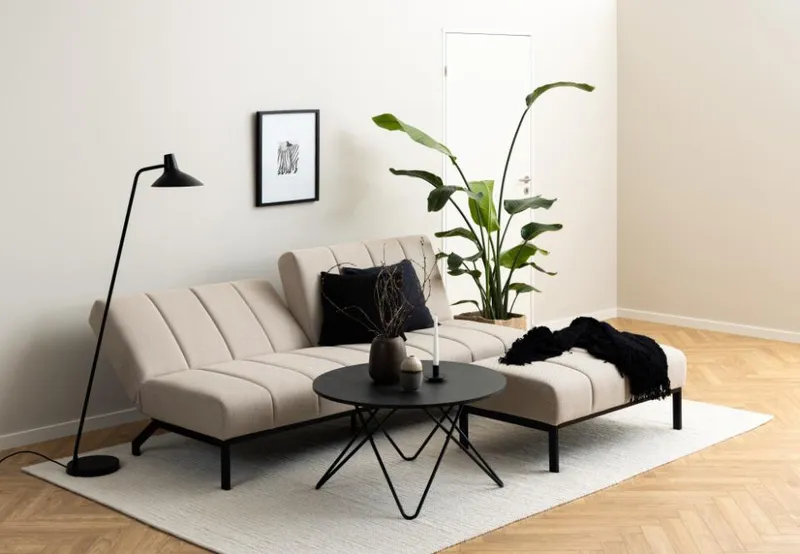 Sofa Rozkładana MEBLIVA Caix, Tkanina, Funkcja Spania - Beżowa