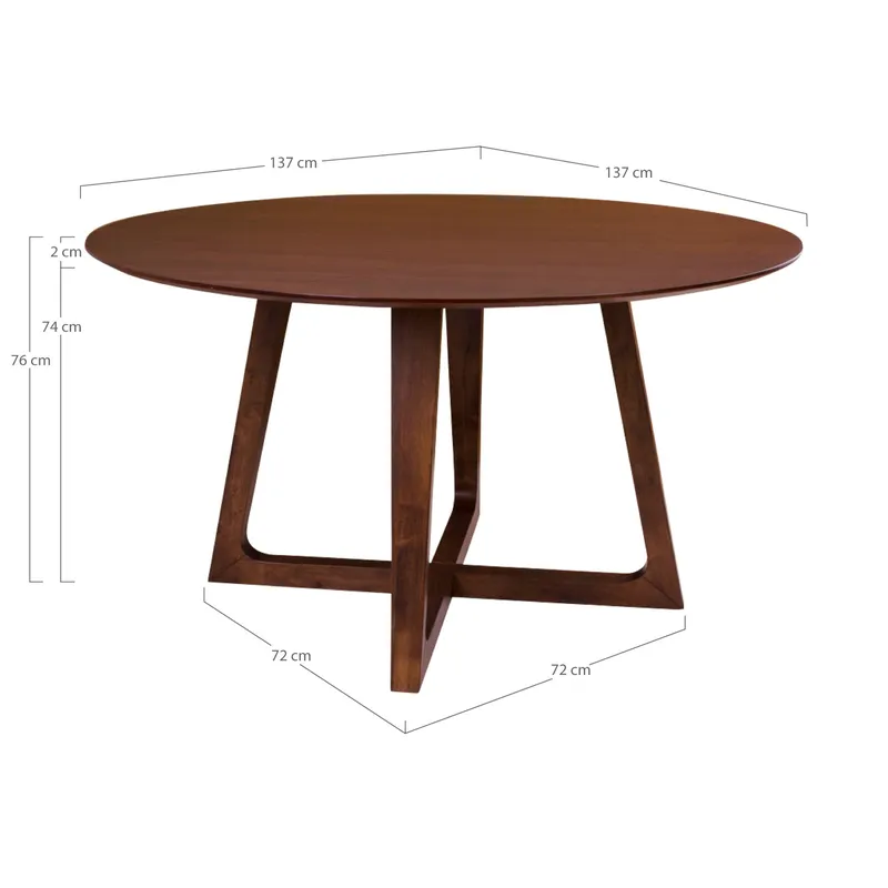 Stół MEBLIVA Hellerup Okrągły 137cm Drewno - Orzech