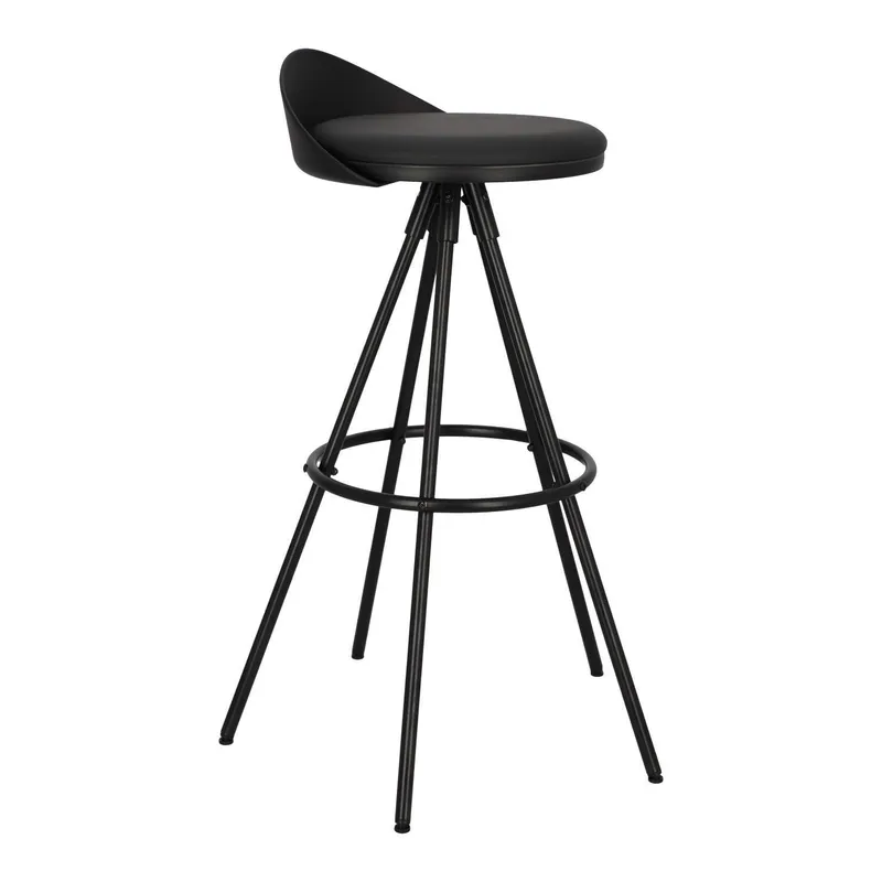 Stołek Barowy MEBLIVA Nagzari, Ekoskóra, Loftowy Design - Czarny