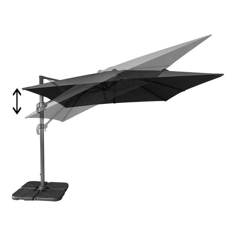 Parasol Wiszący GARDIVA Baza Aluminiowy 295x295 cm - Czarny