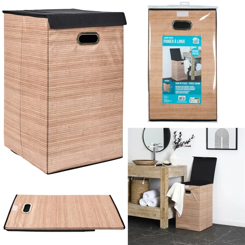 Kosz Na Pranie MEBLIVA Gan Tekstylny, Wąski Design - Czarny