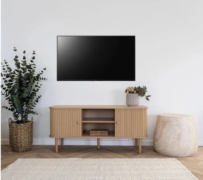 Szafka RTV MEBLIVA Nikko, Drewno Naturalne, Boho - Naturalny