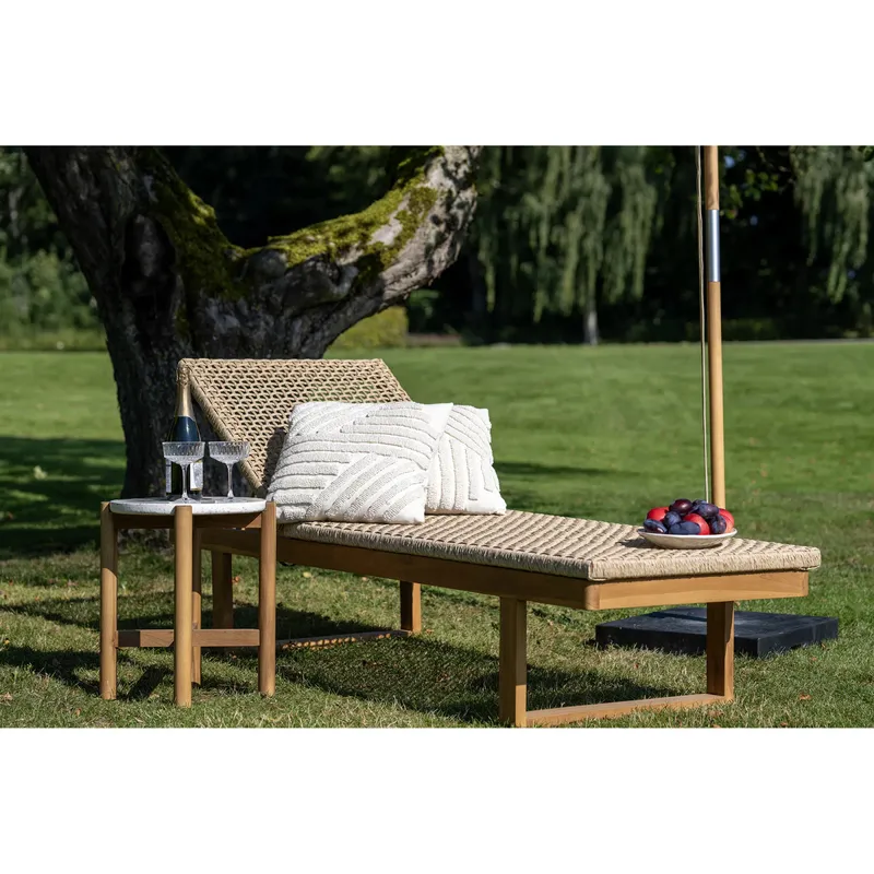 Leżanka Ogrodowa MEBLIVA Derby, Drewno Tekowe, Rattan - Naturalny