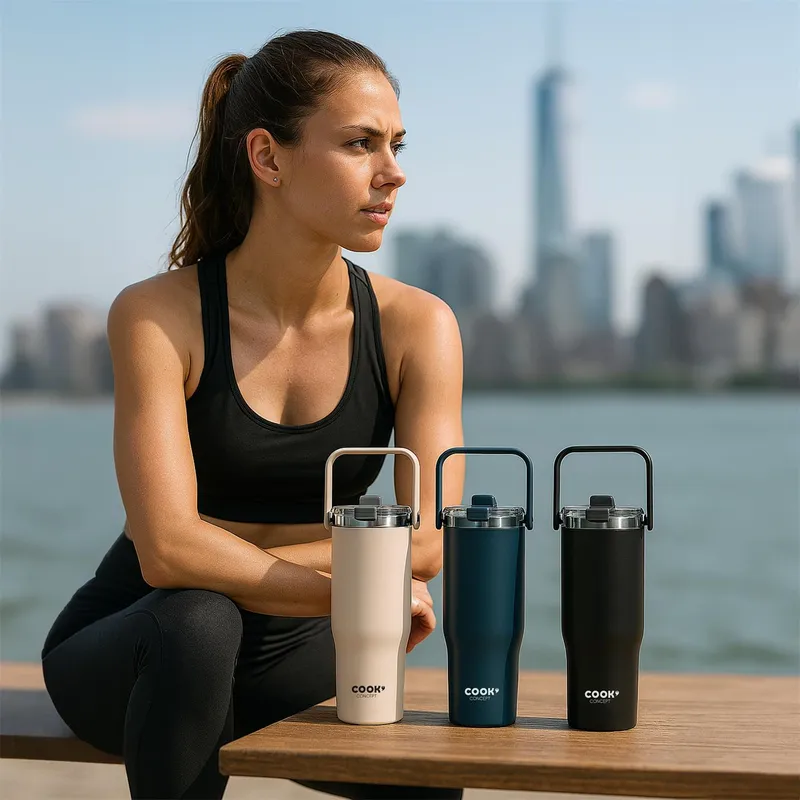 Kubek Termiczny MEBLIVA New York 900ml Metal - Czarny