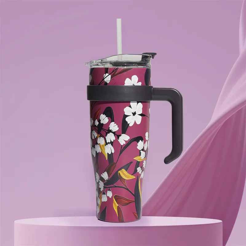 Kubek Termiczny MEBLIVA Fleur, Stal Nierdzewna 1,2 l - Różowy