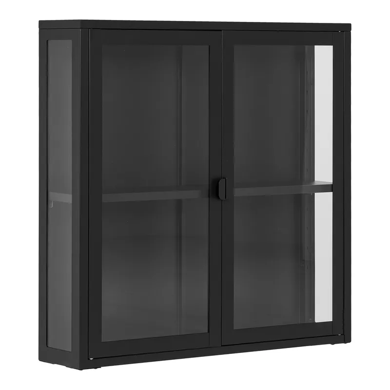 Szafka Wisząca MEBLIVA Brisbane, Stalowa Witryna Szklana 80 cm - Czarna