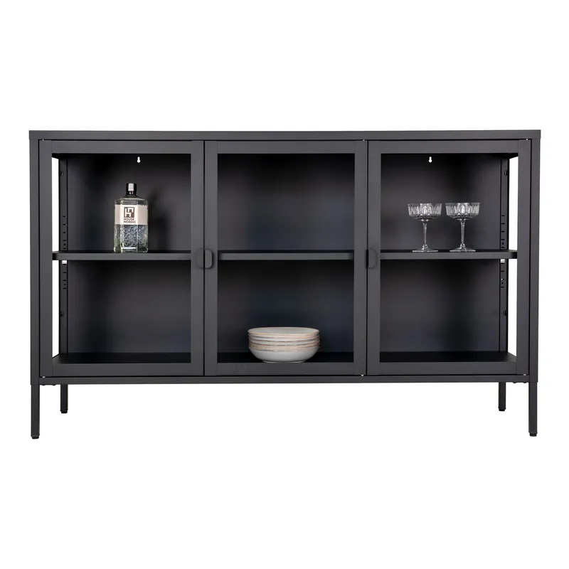 Komoda RTV MEBLIVA Brisbane Metalowa Loftowa 140 cm - Czarna