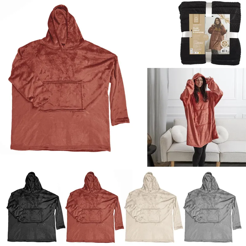 Bluza Pluszowa MEBLIVA Snuddie 120x81 cm, Poliester - Beżowa
