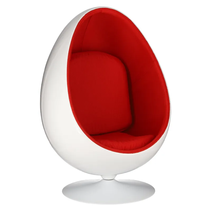 Fotel Obrotowy MEBLIVA Ovalia Chair, Wełna Nowoczesny - Biało-Czerwony