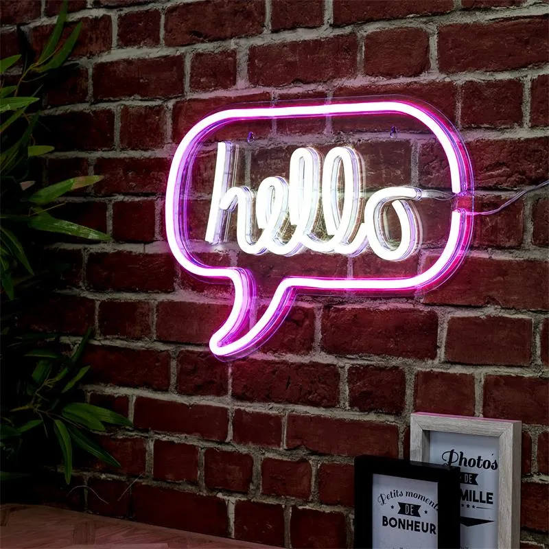 Lampa Dekoracyjna MEBLIVA HELLO Neon LED Nowoczesna - Różowy