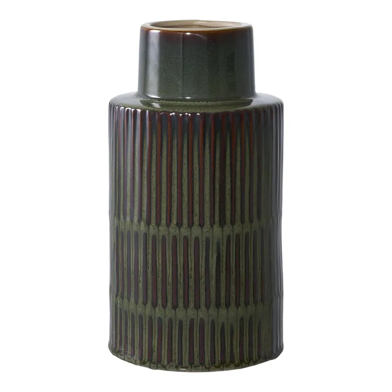 Wazon Ceramiczny MEBLIVA 30cm, Ceramika, Nowoczesny - Zielono-Brązowy