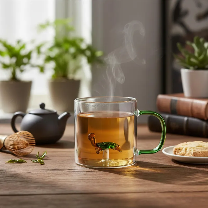 Kubek Szklany MEBLIVA Do Kawy 300 ml Z Figurką Żółwia - Transparentny