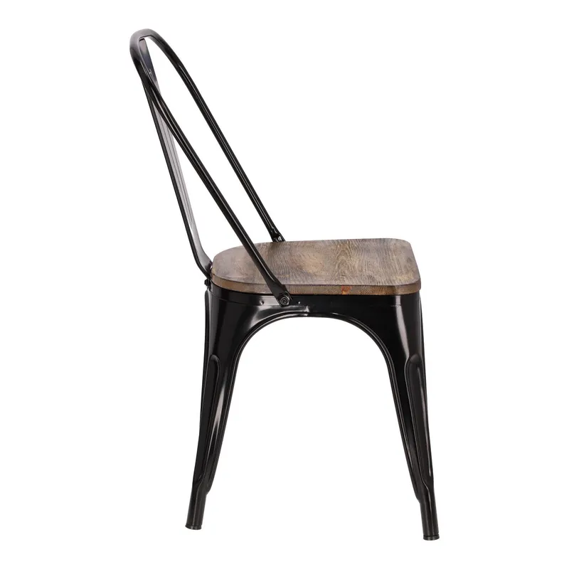 Krzesło MEBLIVA Paris Wood Drewno Sosnowe Metal - Czarny