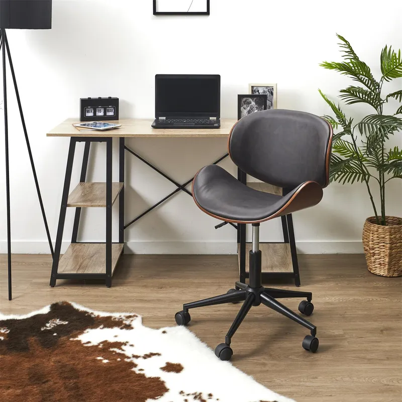 Fotel Biurowy MEBLIVA Reno, Ergonomiczny, Skóra - Brązowy