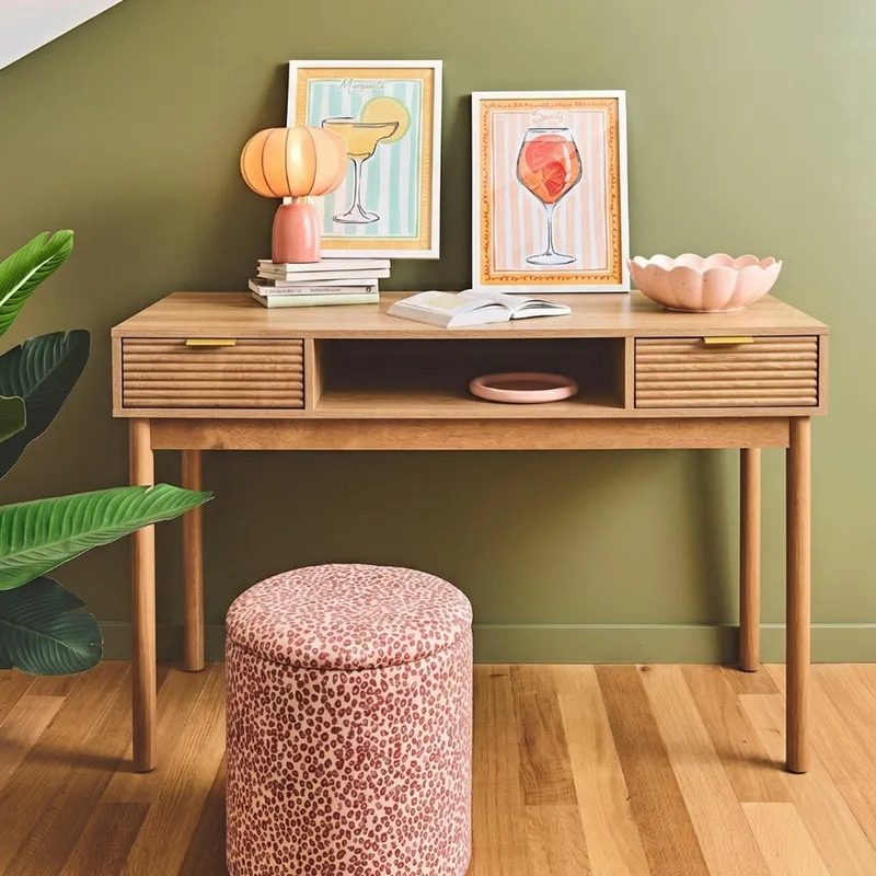 Biurko MEBLIVA Tiphaine 120 cm, MDF Japandi - Naturalny
