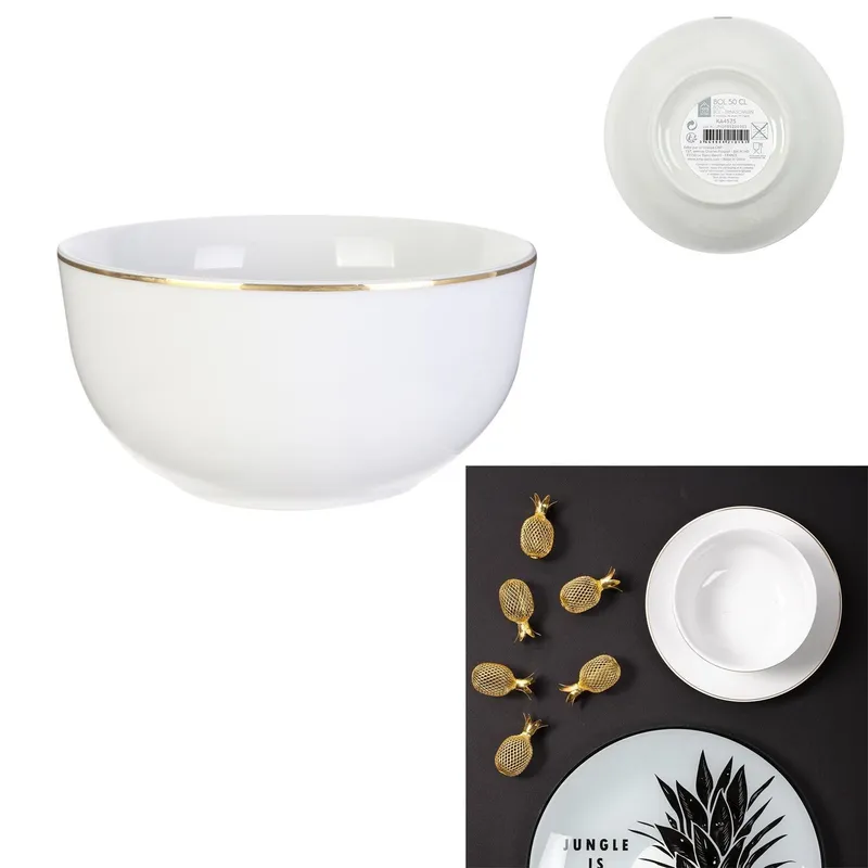 Miska Pearl Gold MEBLIVA Porcelana 500ml - Biała