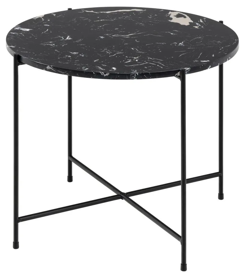 Stolik Kawowy MEBLIVA Avila Marmur Okrągły 52 cm - Czarny