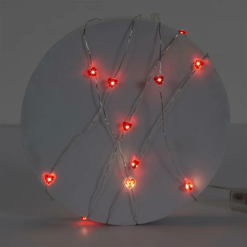 Girlanda 20 LED Serca MEBLIVA - Dekoracyjne Oświetlenie - Czerwony