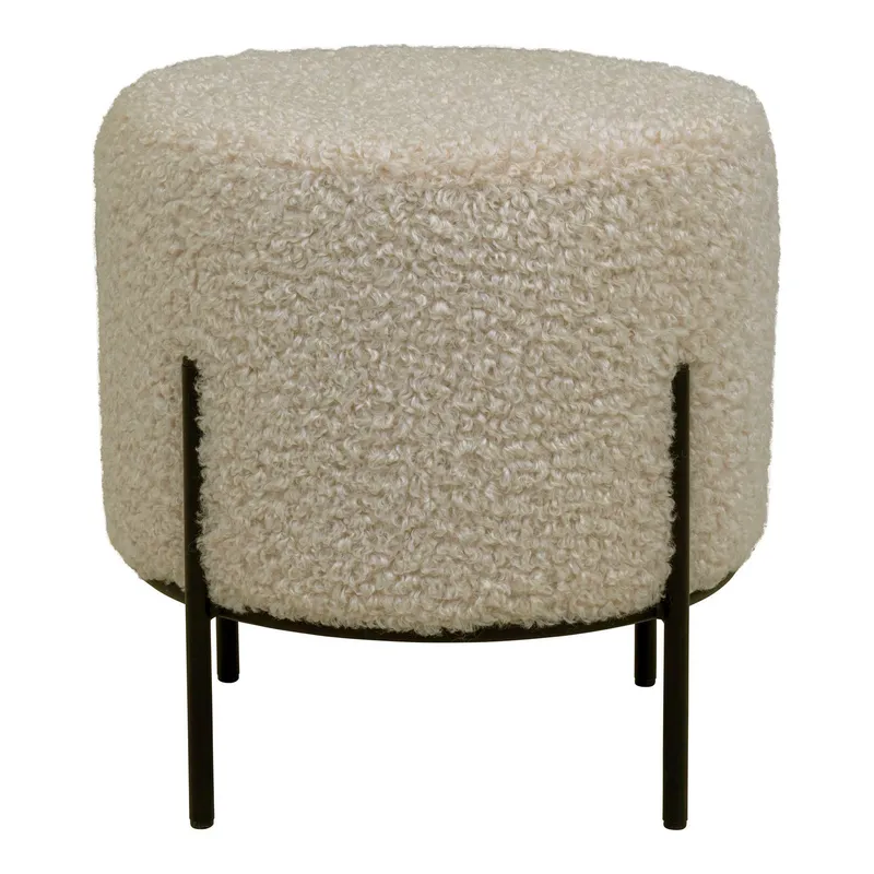 Puf MEBLIVA Alford Futrzany, Wysoki 37 cm - Szary Jasny