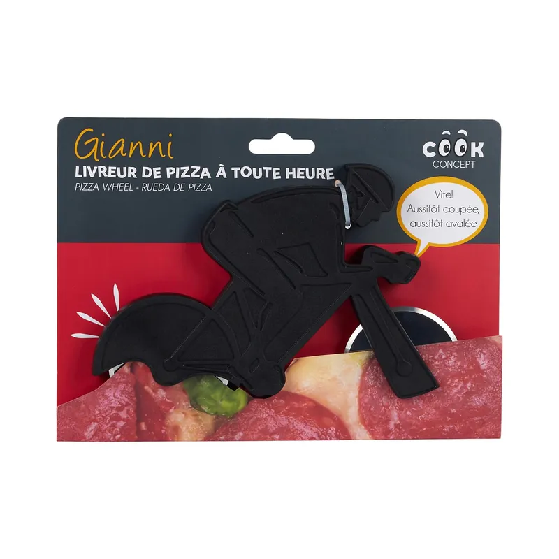 Nóż Do Pizzy MEBLIVA Kolarz, Metalowe Ostrze, Tworzywo - Czarny