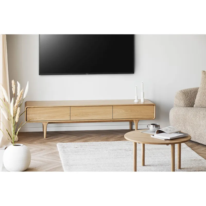 Stolik Kawowy MEBLIVA Jena, Drewno Dębowe, Okrągły 70 cm - Naturalny