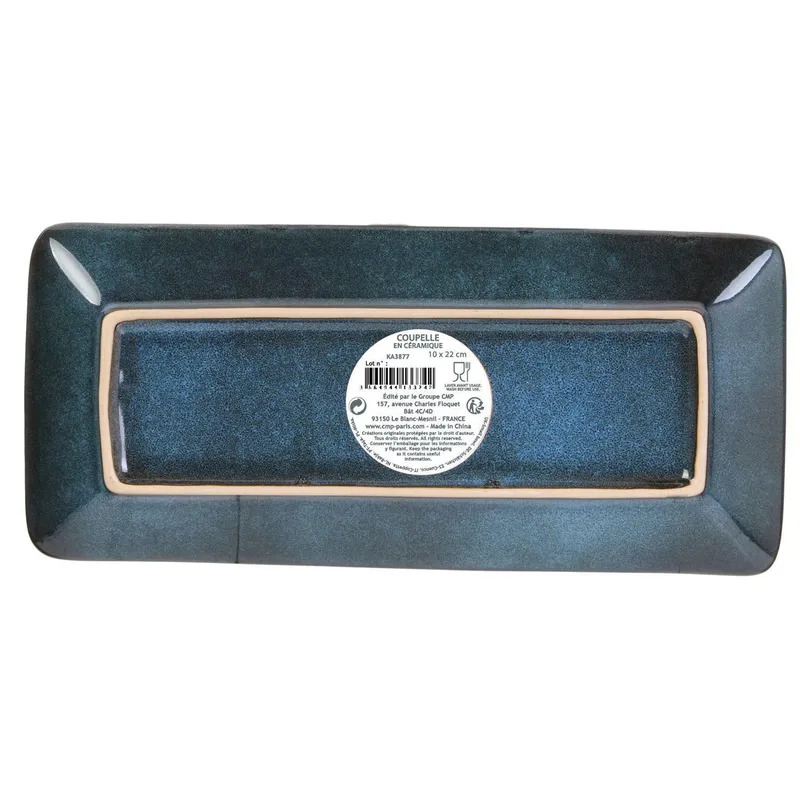 Prostokątny Talerz MEBLIVA Tierra Ceramiczny 22x10cm - Niebieski
