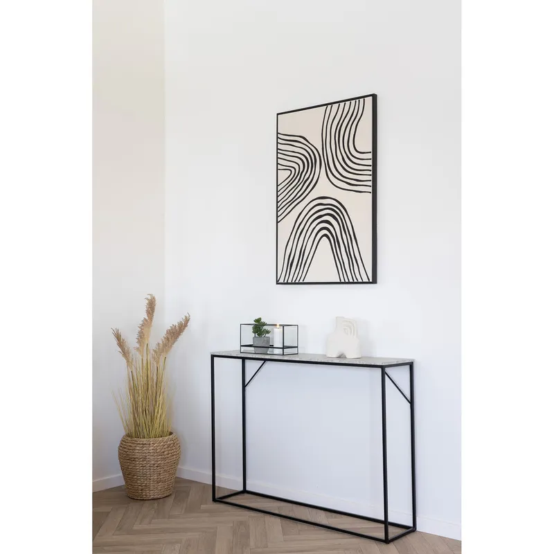 Konsola MEBLIVA Vita Loftowa, Trawertyn/Czarna - 110 cm