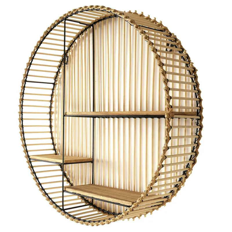 Półka MEBLIVA Bali Boho Okrągła Wisząca Metal - Czarny