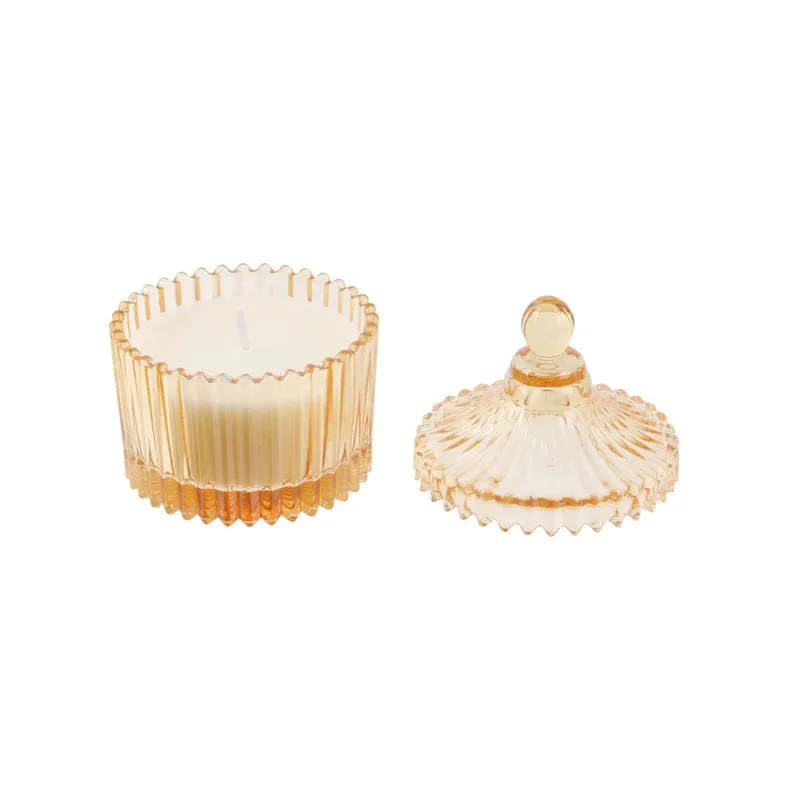 Świeca Zapachowa MEBLIVA Ambre, Szkło Bohemskie 9 cm - Żółta