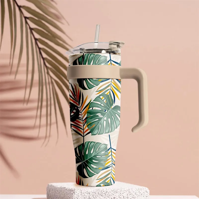 Kubek Termiczny MEBLIVA Miami Tropical, Stal Nierdzewna 1200 ml - Zielony