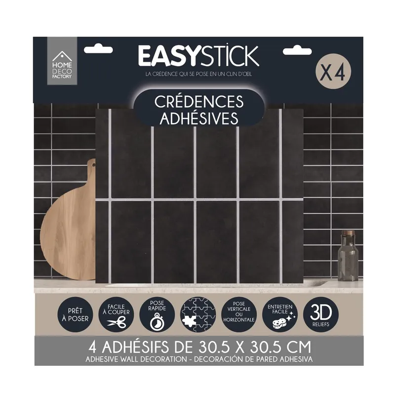Płytki Samoprzylepne Easy Stick MEBLIVA 30,5x30,5 cm - Czarne